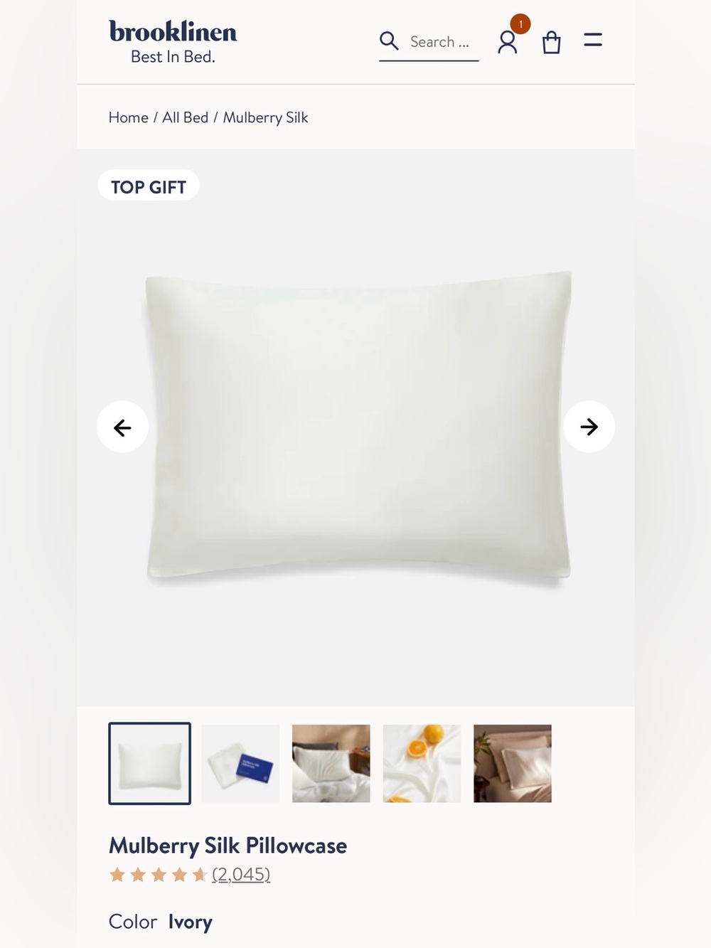 Brooklinen Mulberry Silk Pillowcase — Ivory